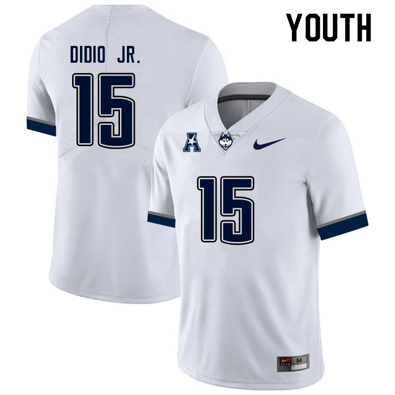 Youth #15 Mark Didio Jr. Uconn Huskies College Football Jerseys Sale-White - Click Image to Close